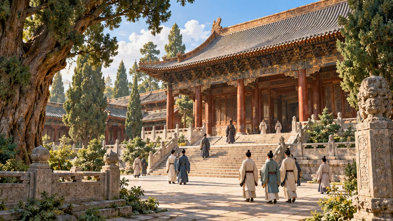 儒家文化概念图,第1幅;文化意象创作,非历史现场照片