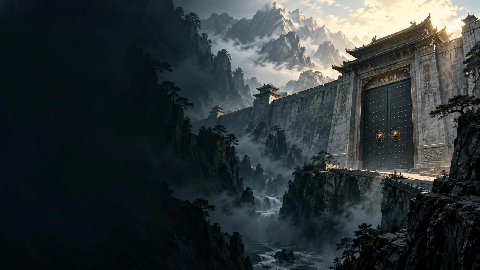 课程概念配图：高山城墙中的关闭大门