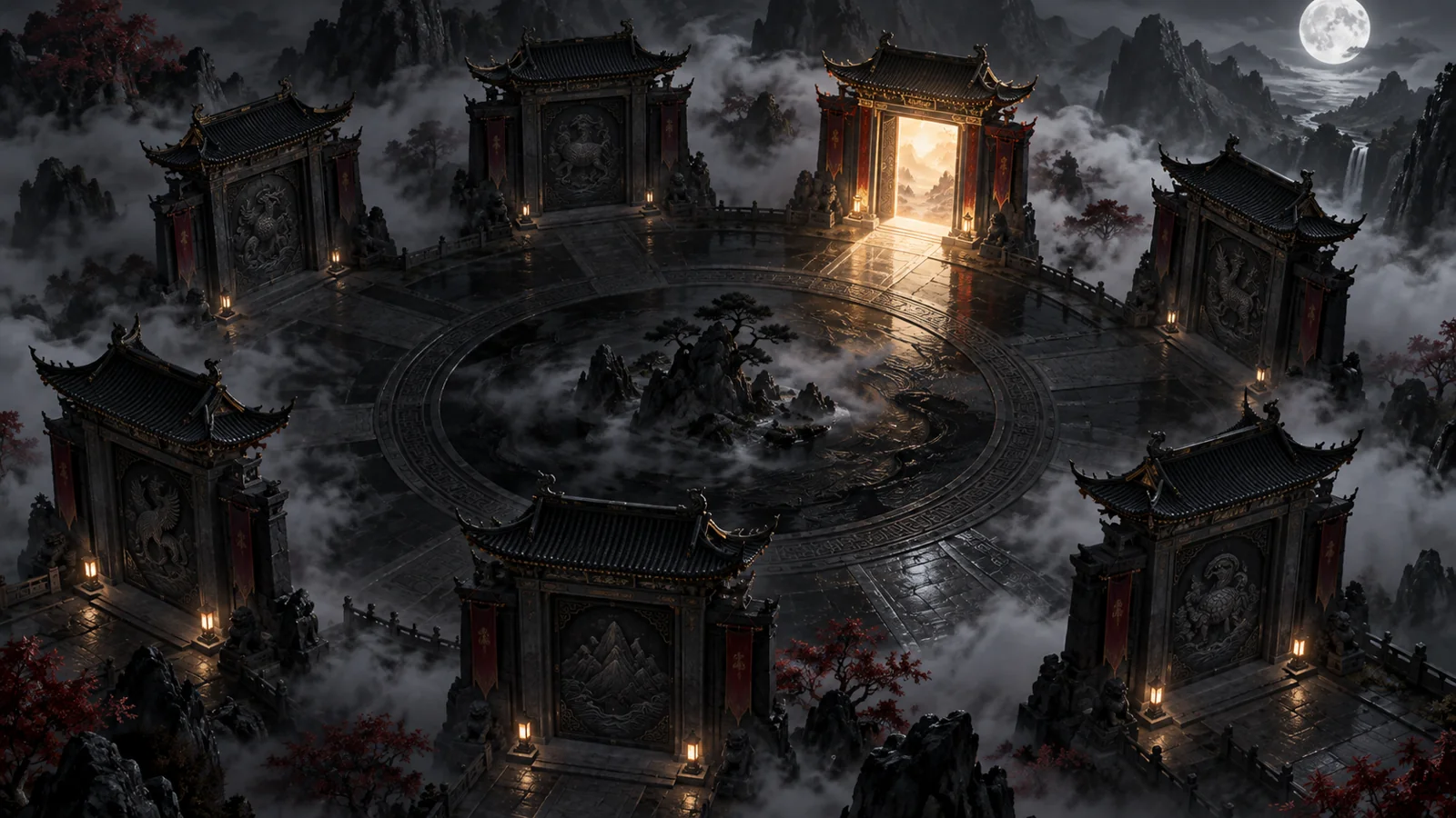 课程概念配图:环形排列的门庭