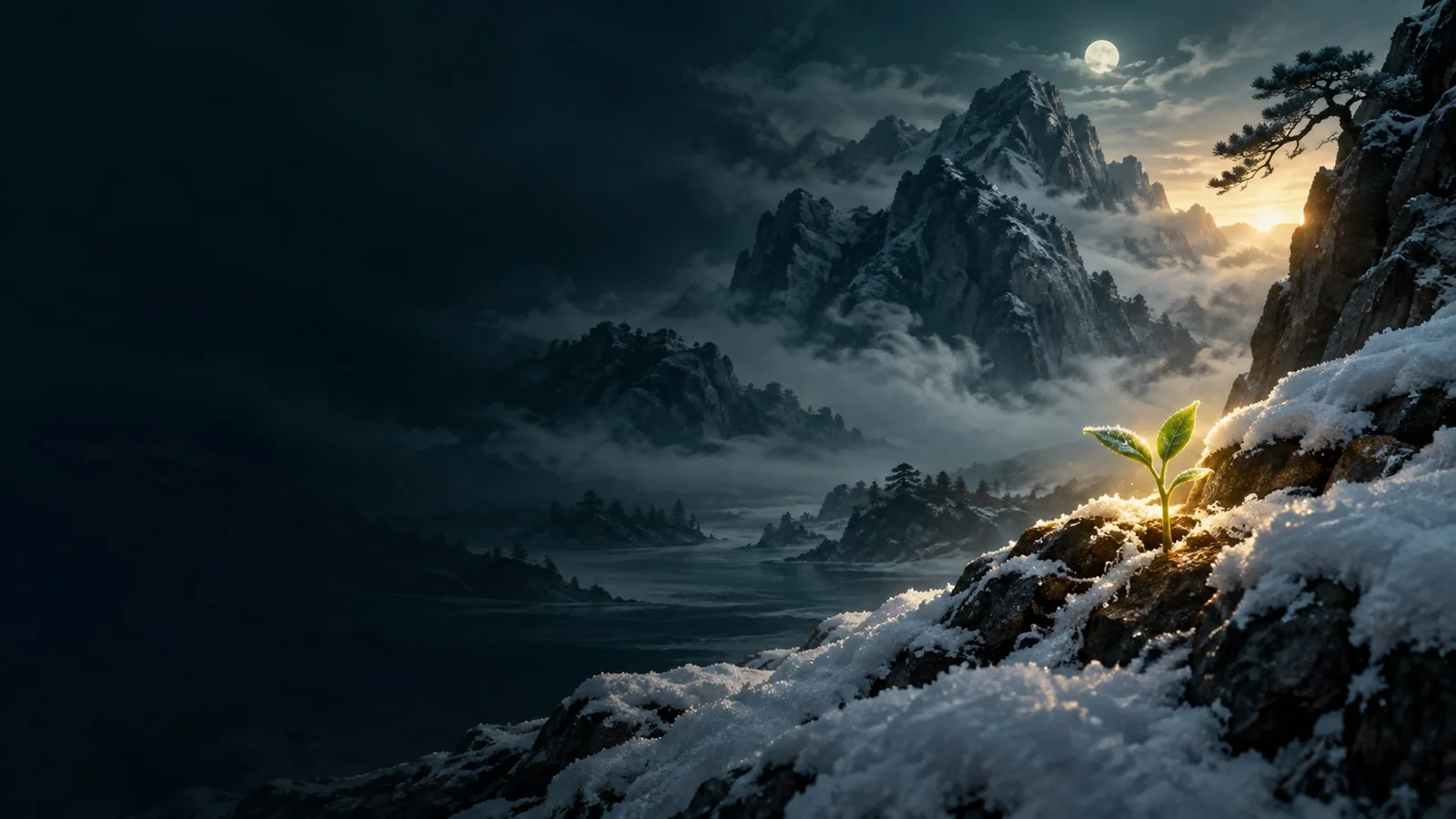课程概念配图：雪中石隙里的一株嫩芽