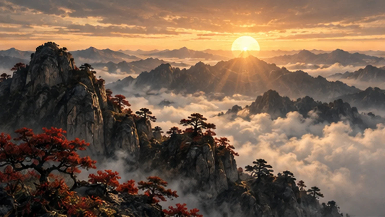 课程概念配图:晨光中的山脊与红叶