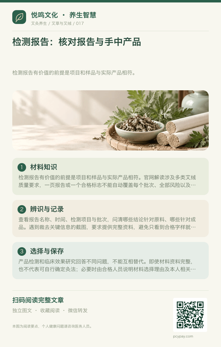 核对艾材检测报告分享海报
