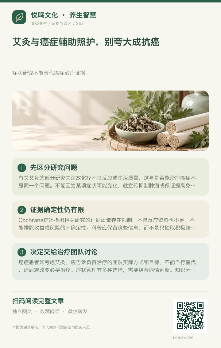 艾灸辅助照护不等于抗癌分享海报