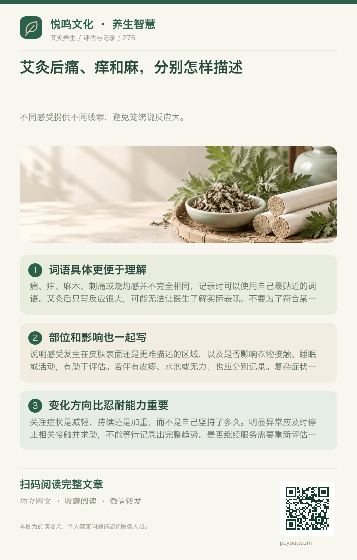 艾灸痛痒麻分别描述分享海报